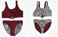 Treasure  Bond Kids Reversible Two-Piece Bikini Swimsuit Leopard Sz 12