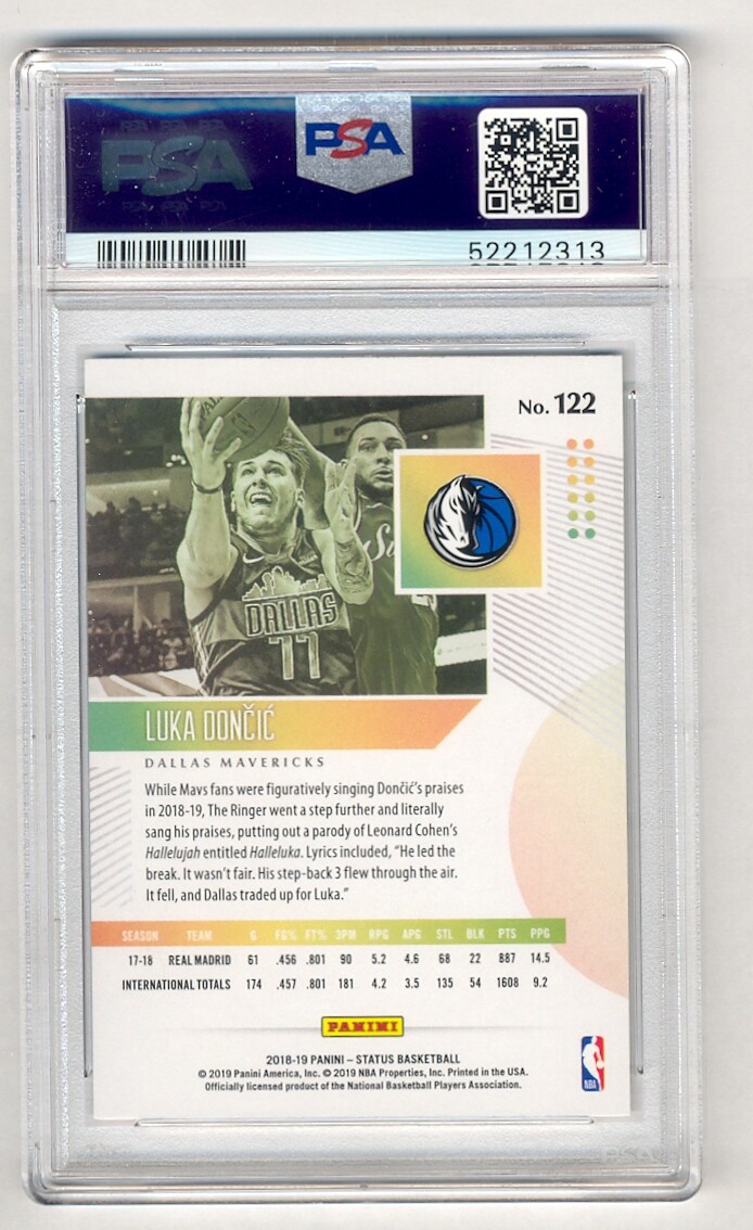 LUKA DONCIC 2018-19 PANINI STATUS ORANGE ROOKIE RC PSA 10 GEM MINT