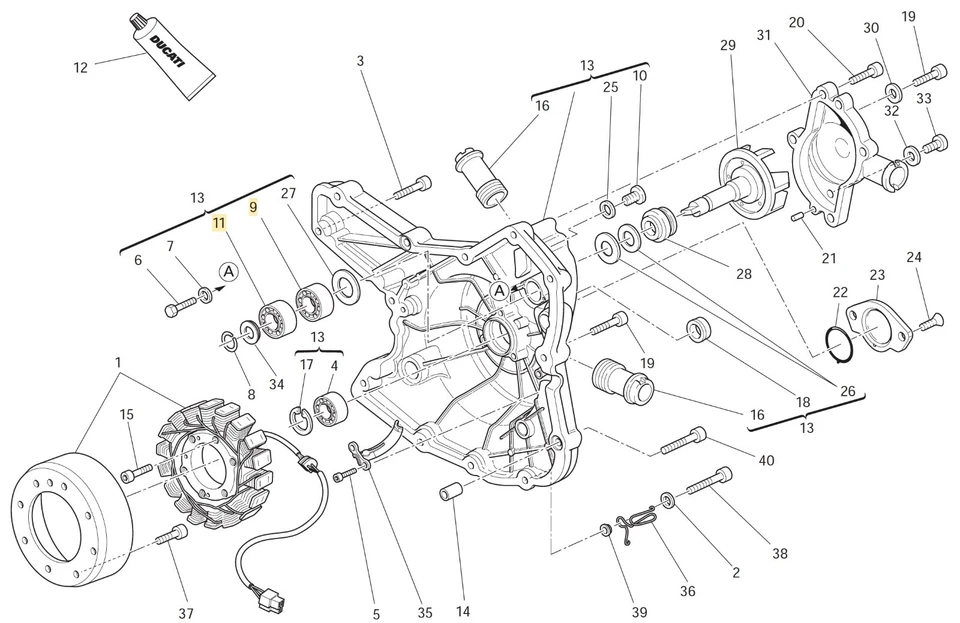 Ducati SKF Alternator Left Side Cover Water Pump Fan Impeller Bearing Set - Image 2 of 2
