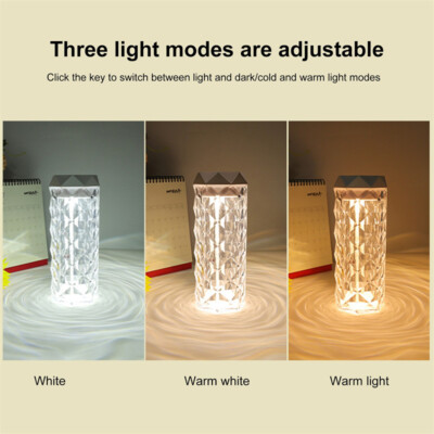 Crystal Lamp Air Humidifier Color Night Light Touch Lamp With Cool Mist Maker Fo