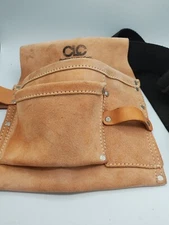 Work Gear CLC LEATHER H/D  3 Pocket Nail & Tool Bag W/ Polyweb Belt Adjustable