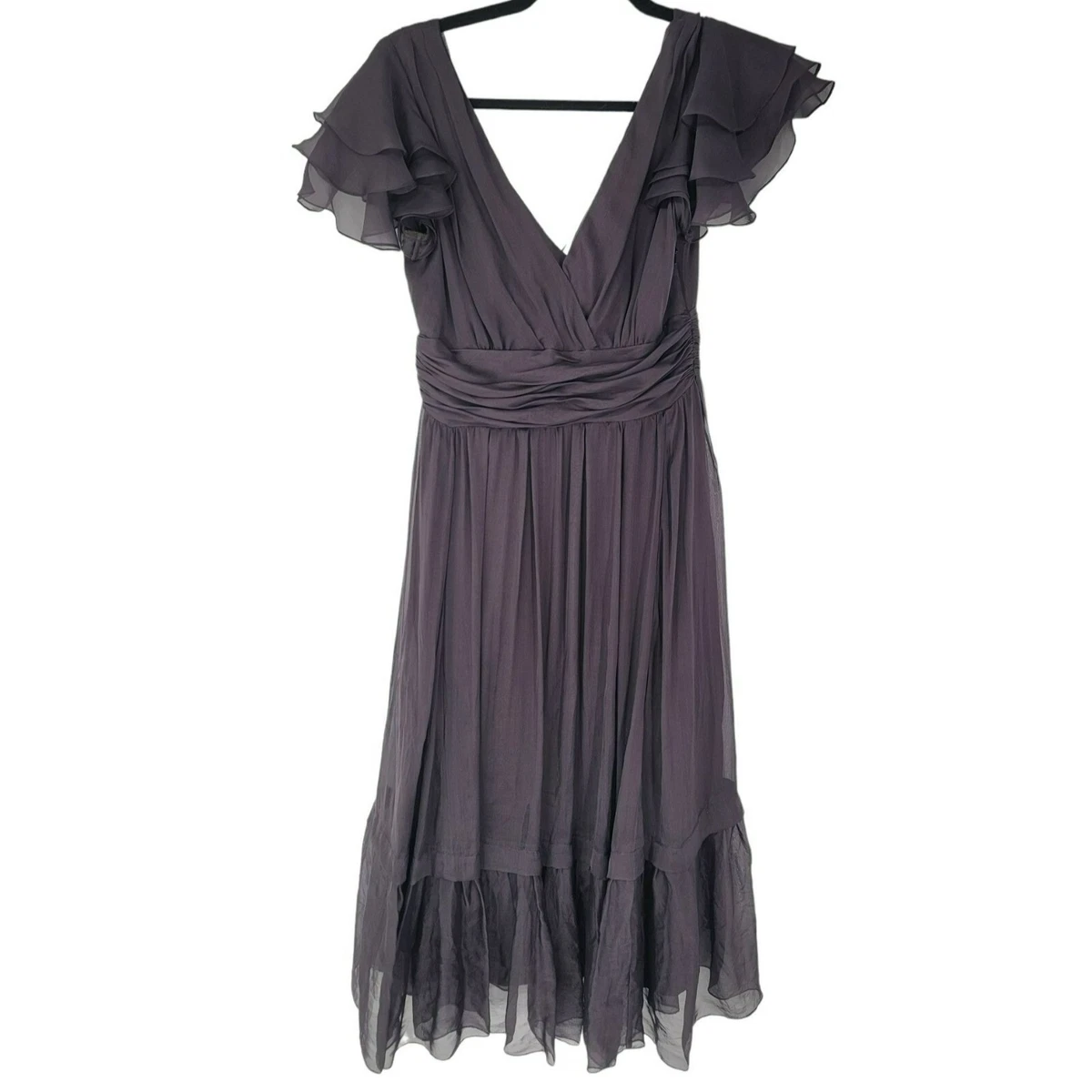 Rebecca Taylor Black Dress Silk Womens Size 2 Ruffle Sheer eBay