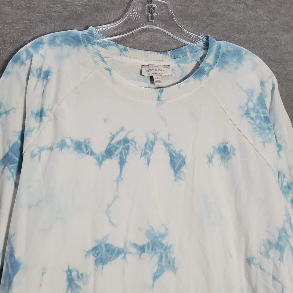 Lucky Brand 女式运动衫中号蓝色领带染料法国毛圈套衫 — 第 2/4 张图片