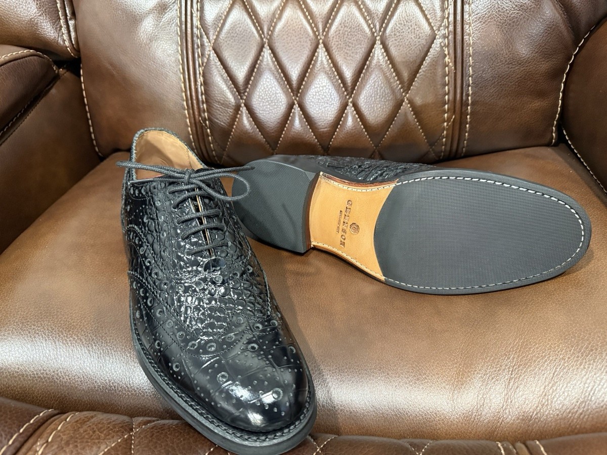 Grenson Wingtip - 7US (6 UK) - Crocodile Embossed- Glossy Leather