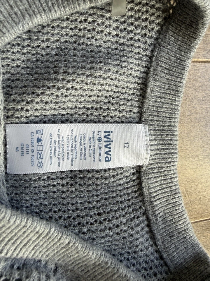 Suéter Túnicas Top Ivivva By Lululemon 100% Algodón Tejido Talla 12 Foto 2 de 4