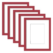 Gallery Wall Frames Set Of 5, 8x10 And 5x7 With Mat, Red