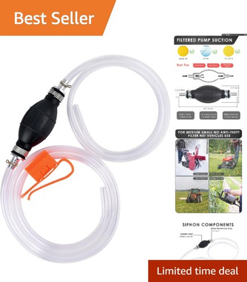 #ad Portable Gasoline Siphon Hose Pump with 2 PVC Hoses for Easy Fluid Transfer $12.34