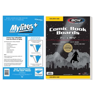 100 Mylites 1.42 Mil Mylar Silver & Golden Age Comic Book Bags and Boards (BCW)