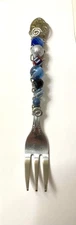 Utica Cocktail Fork Saranac with  Beaded  Handle Handmade Vintage