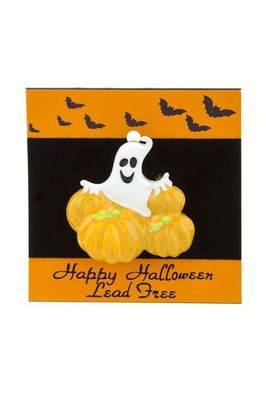 Pumpkin Ghost Halloween Brooch