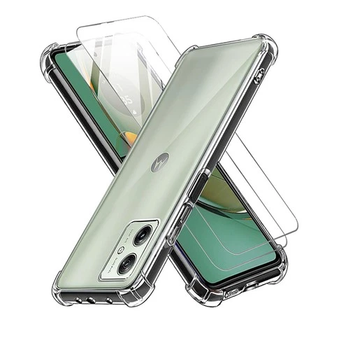 Motorola Moto G54 Clear TPU Shockproof Case + 2 Screen Protectors