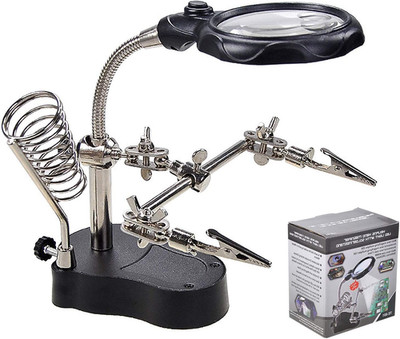 3.5X12X Helping Hands Soldering Station with LED Light & Alligator Clips - Magni