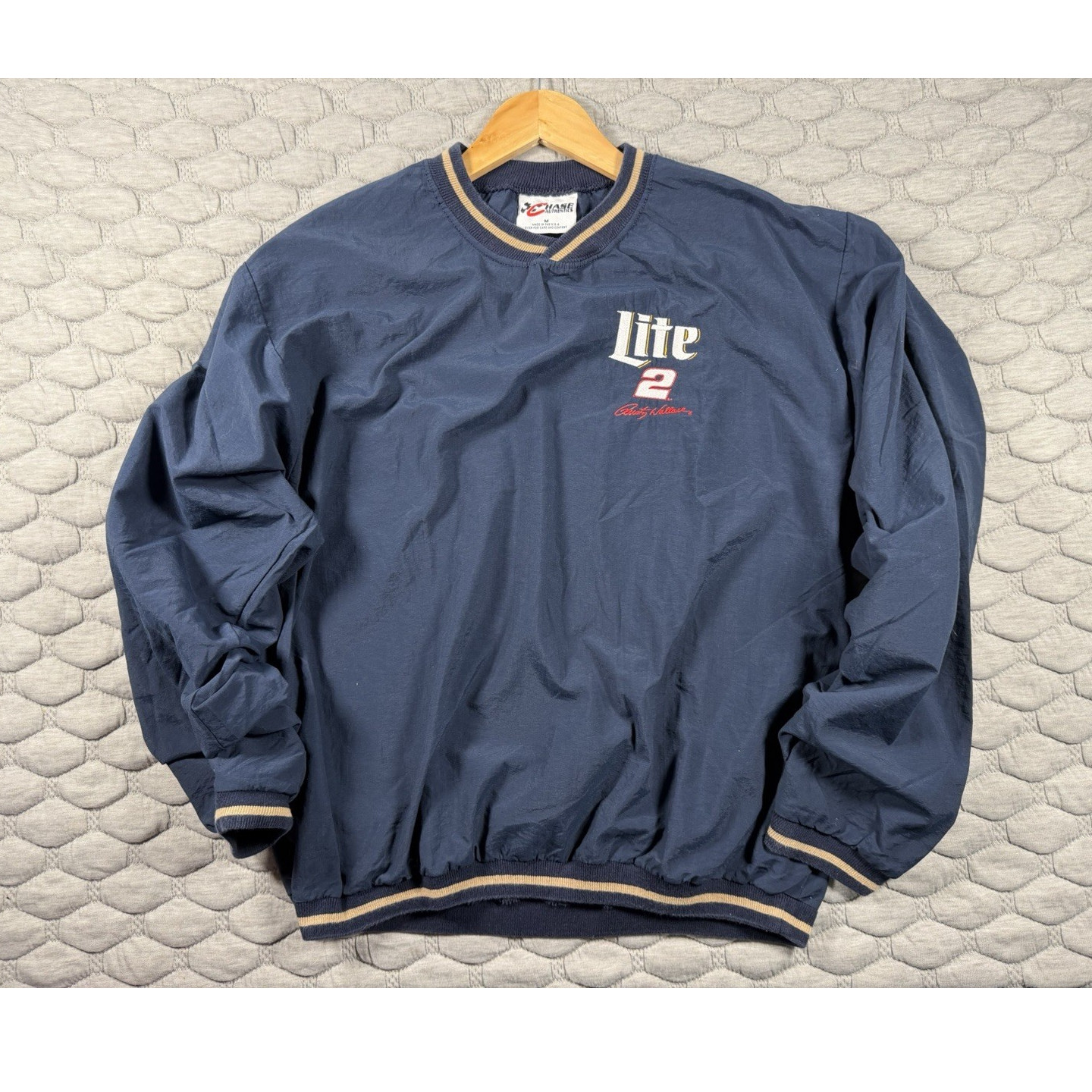 Vintage Rusty Wallace Miller Lite Chase Authentics Pullover Jacket USA NASCAR M