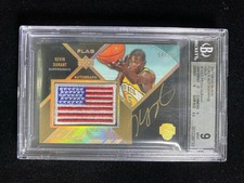 2007-08 UD Black Kevin Durant /10 RC Flags Auto Patch Gold RPA #FA-KD BGS 9 QR35