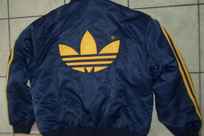 Adidas Originals Bomberjacke blau, Vintage Bomber Jacket 90s Firebird Big Logo L