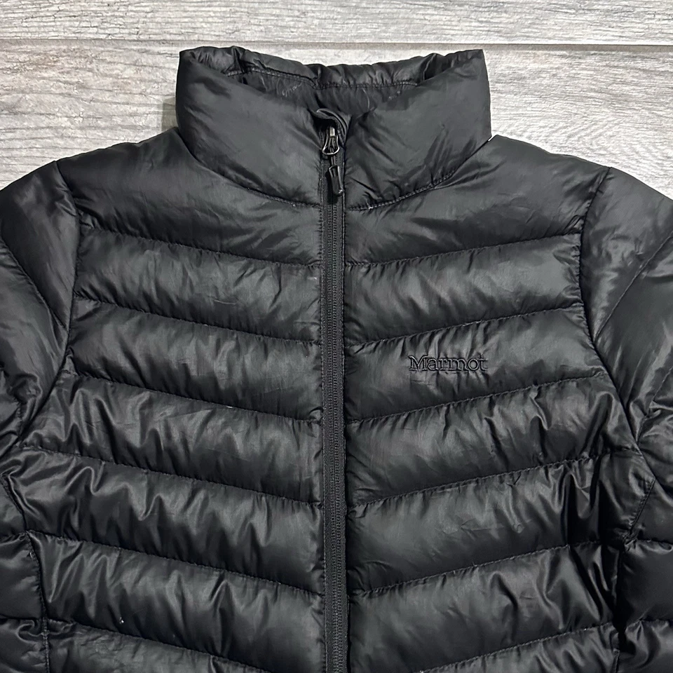 Marmot Hype Down Puffer Jacket Women's Black 700 Duck Down Fill Zip Coat Size M - Image 3 of 4