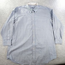 Paul Frederick Dress Shirt Mens 18 34 Blue Check Button Down Non Iron