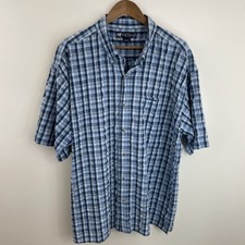 Big Dogs Shirt Mens 2X XL Blue Plaid Short Sleeve Button Down Cotton 