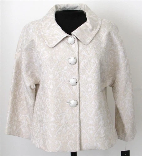 OFF WHITE Giacca donna Rafaella bianco sporco panna oro metallizzato taglia 8P 8 Petite NUOVA ETICHETTA