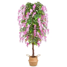 6ft Artificial Tree Plants, Fake Wisteria Tree with Woven Seagrass Basket for...