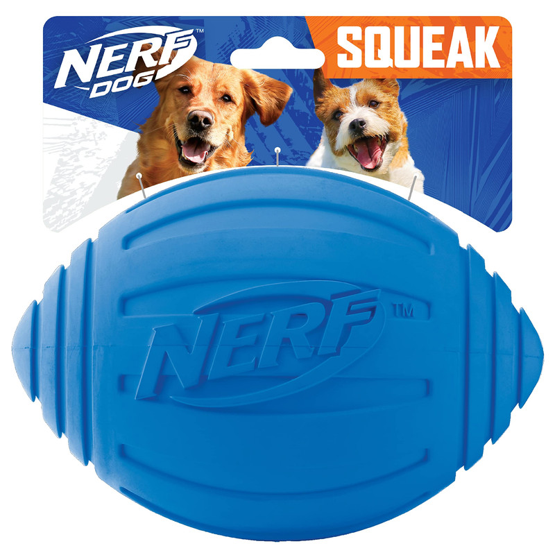 Nerf Dog Ridged Football Dog Toy Interactive Squeaker Lightw