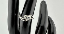 Vintage Dainty Love Sterling Silver Heart Ring size 6