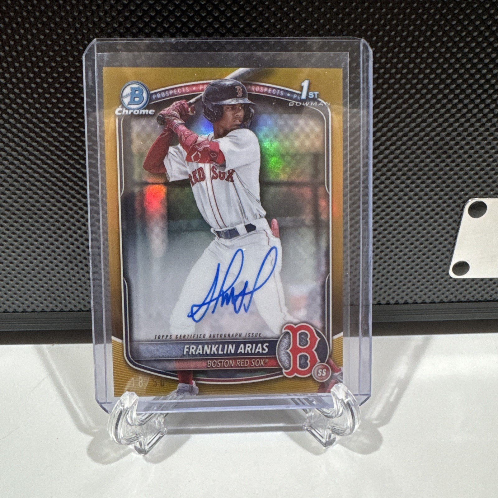 2025 BOWMAN 1ST CHROME FRANKLIN ARIAS GOLD REFRACTOR /50 Auto