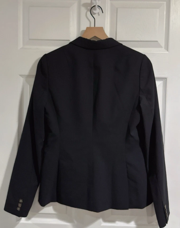 Conjunto de traje blazer de lana negra Banana Republic Martin Fit (6) y pantalones de pierna ancha (8) Foto 4 de 4