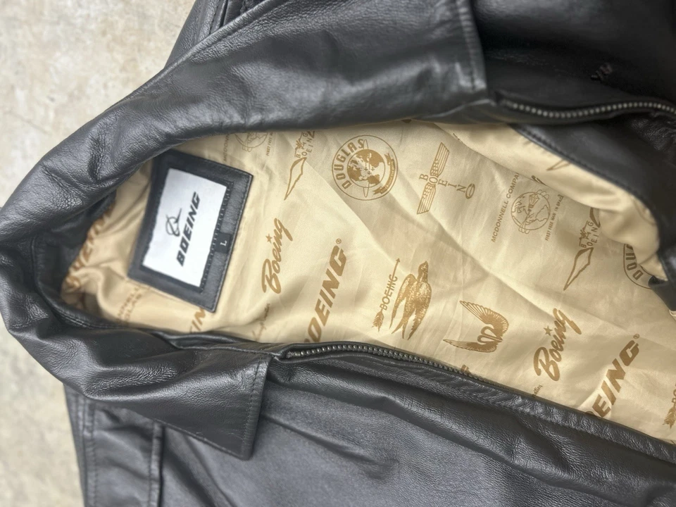 Chaqueta de Cuero Boeing De Colección Para Hombre Grande Genuino Bombardero Vuelo Aviador Abrigo Foto 4 de 4