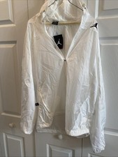 Nike Air Jordan Jumpman Track Raincoat JacketFull Hood Zip White Med NWT