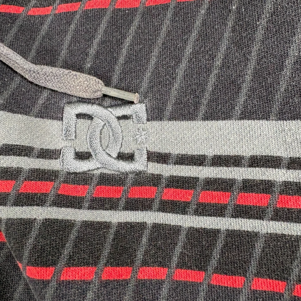 DC Shoes Mens Sherpa Lined Zip Hoodie Large Gray Red Stripe Skate Streetwear - Image 4 of 4
