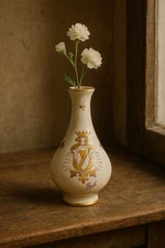 Samson France Antique 1880s Porcelain Bud Vase Raised Floral & Gilt, 6.25x2”