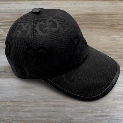 Gucci Jumbo GG Canvas Baseball Hat Black Size M 58 CM Pre-owned