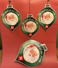 4 VINTAGE 60-70s, 7 UP HANGING PAPER SIGN, CHRISTMAS SANTA  Light Party 2 SIDED
