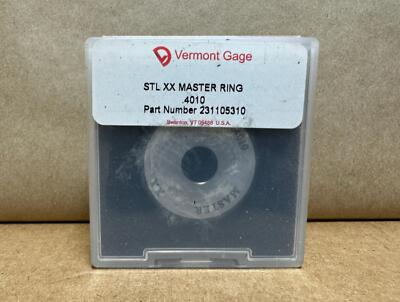 Brand New w/ Certificate Vermont Bore Gage STL XX MASTER RING .4010 231105310