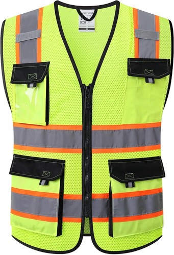 Reflektierende Sicherheitswesten Warnweste mit Taschen Mesh ANSI/ISEA Osha LARGE - Bild 7 von 26