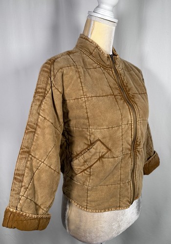 Chelsea & Violet Girls Junior Bomber Jacket Coat Medium Distressed Brown Camel - Picture 5 of 15