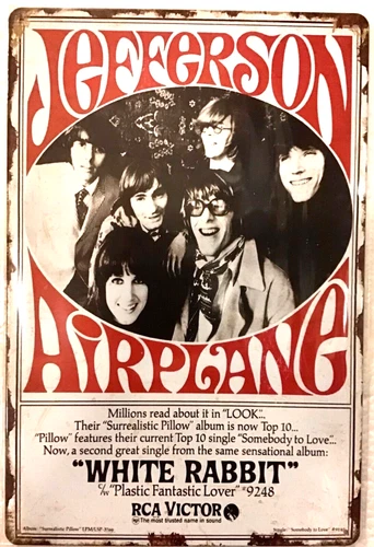 TIN SIGN new 8x12 Jefferson Airplane rock roll music band white rabbit RCA (YY)