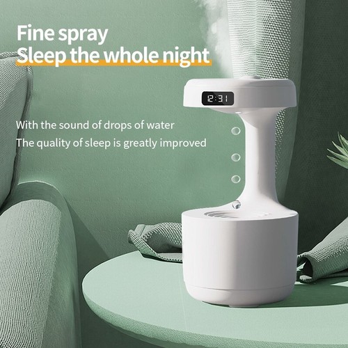 Anti-gravity humidifier w/ LED Clock Display, Ultrasonic Water Drip Humidifier - Picture 3 of 11