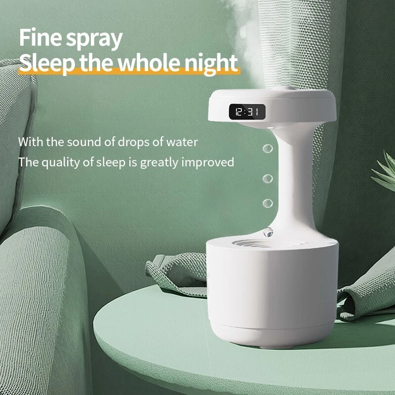 Anti-gravity humidifier w/ LED Clock Display, Ultrasonic Water Drip Humidifier - Image 3 of 4