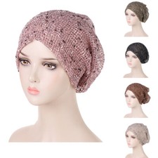 Indian Women Muslim Beanie Turban Head Cover Bonnet Caps Hats Wrap Headwear Arab