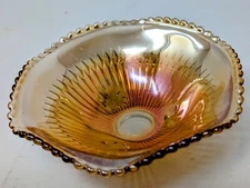 Jeannette Anniversary Irridescent Gold Carnival Glass 1960 Vty Candy Bowl Dish