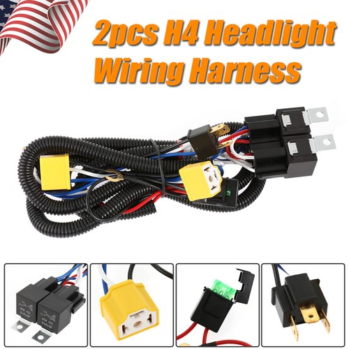 2pcs H4 LED Headlight Brightness Intensifier Wiring Harness For Chevrolet Monte - Foto 1 di 12