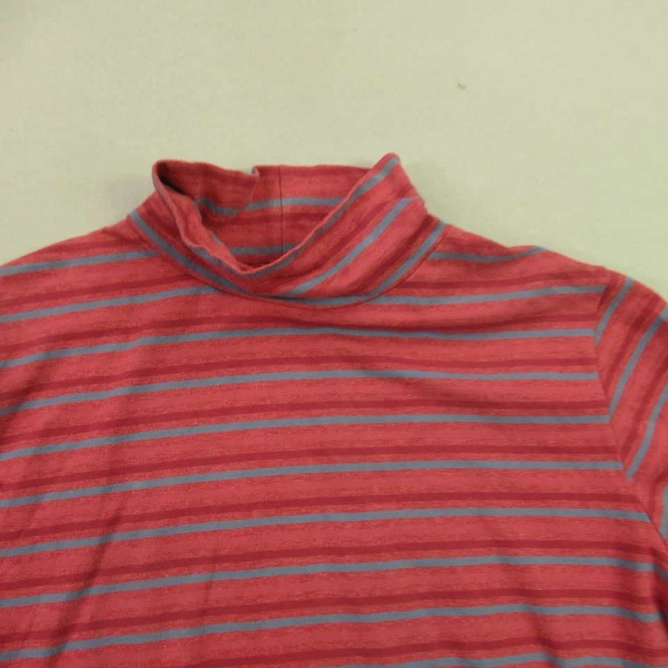 Camisa Woolrich Mujer Grande Manga Larga Cuello Alto Rayas Ligera Roja Foto 2 de 4