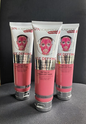 SpaScriptions Age Defying Face Mask Collagen CoQ10 Hyaluronic Acid Metallics x3