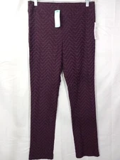 Erica Taylor Stitch Fix Karen Print Burgundy Straight Leg Dress Pants Size L