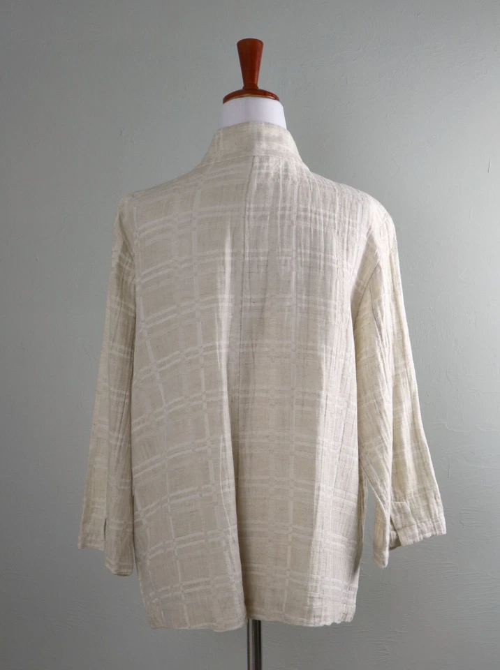 Chaqueta Top EILEEN FISHER $228 Beige Algodón Orgánico Lino Talla Mediana Foto 4 de 4