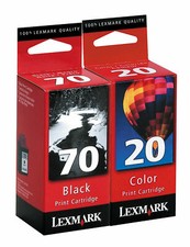 New Genuine SEALED BAG Lexmark 20 Color and 70 Black Inkjet Cartridges
