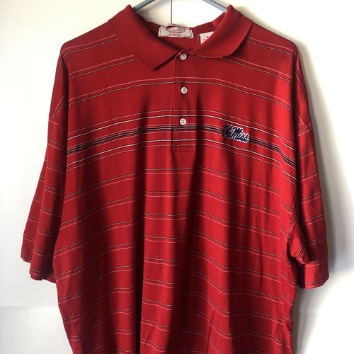 Vintage University of Mississipi Collection Red Cotton Polo Shirt Sz XL OLE MISS - Picture 2 of 11