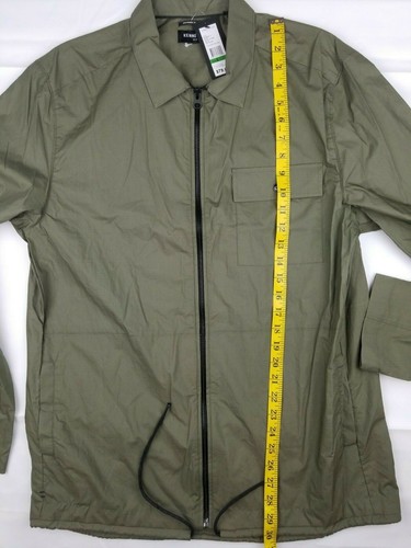 Men's Kenneth Cole Military Style Fabric Full Zip Windbreaker Green 3 Pocket L - Picture 5 of 6